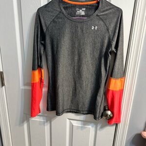 Under Armour Heat Gear Gray Shirt with Orange Trim --Women's S